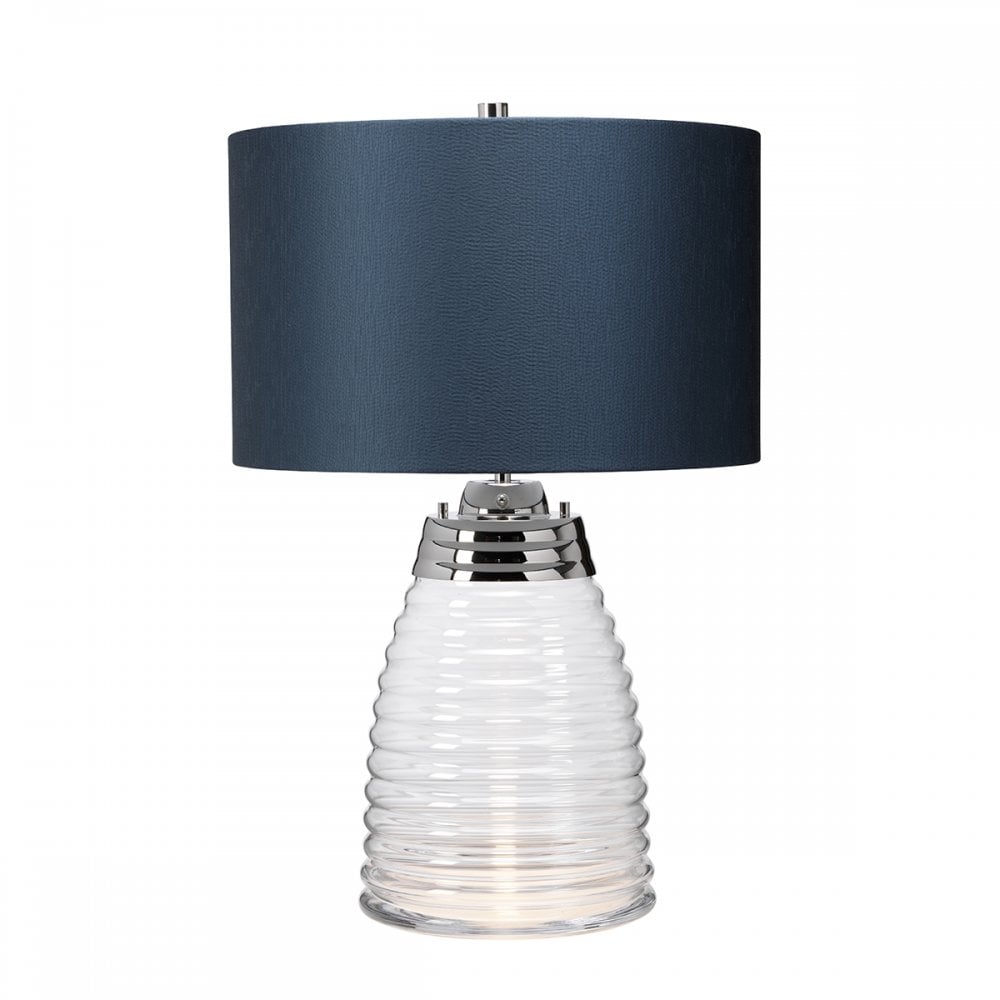 Milne Glass Table Lamp With Teal Shade QN-MILNE-TL-TEAL