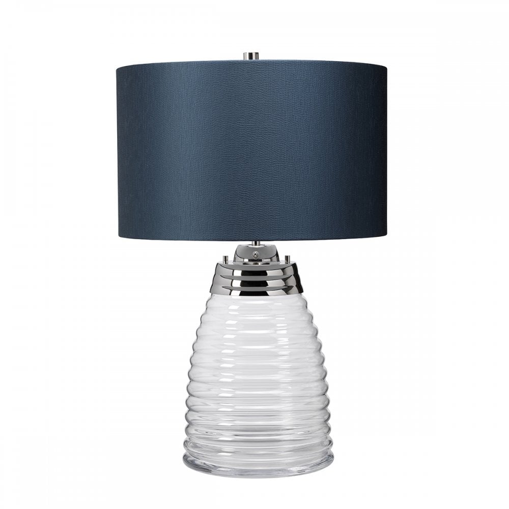 Milne Glass Table Lamp With Teal Shade QN-MILNE-TL-TEAL