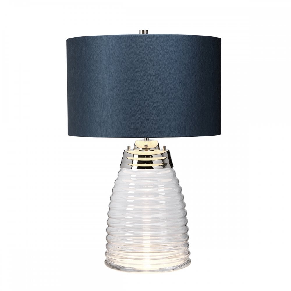Milne Glass Table Lamp With Teal Shade QN-MILNE-TL-TEAL