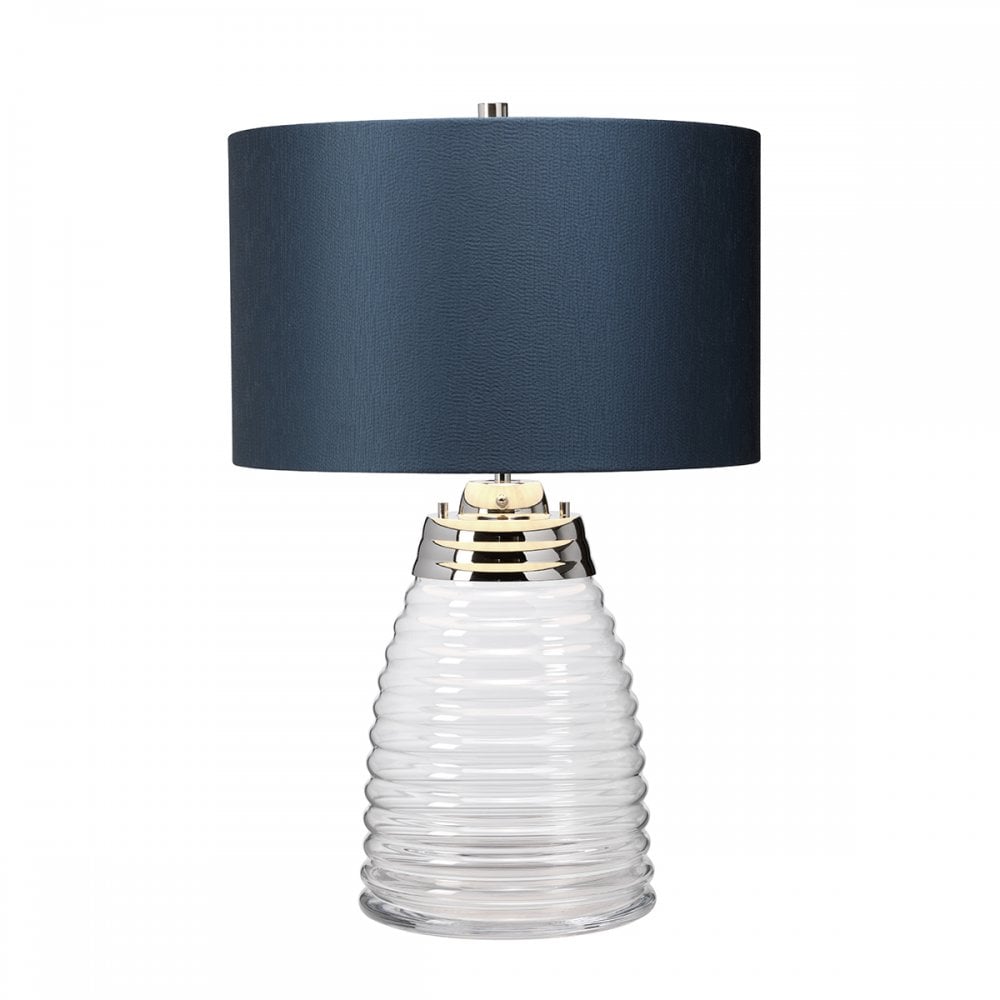 Milne Glass Table Lamp With Teal Shade QN-MILNE-TL-TEAL