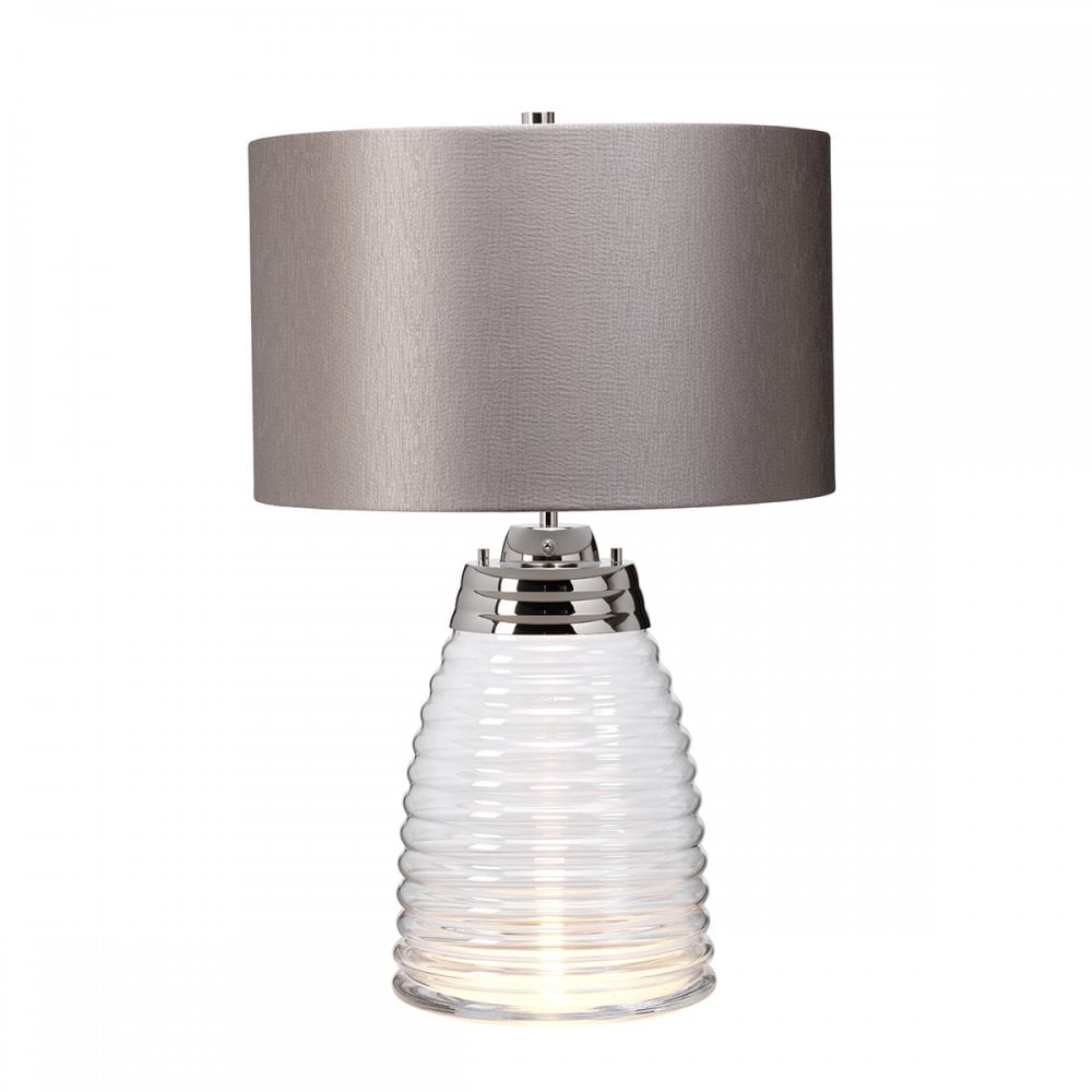 Milne Glass Table Lamp With Grey Shade QN-MILNE-TL-GREY
