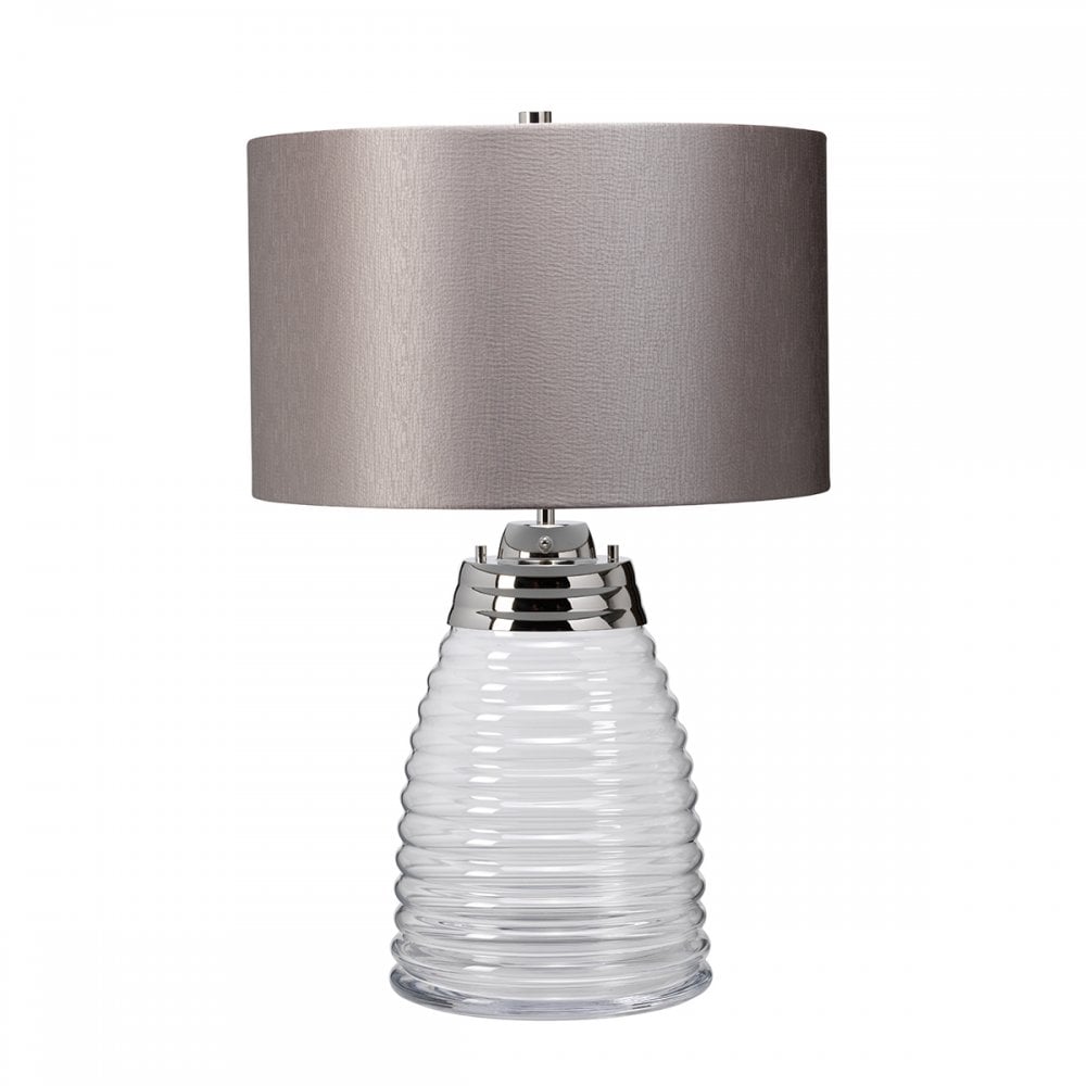 Milne Glass Table Lamp With Grey Shade QN-MILNE-TL-GREY