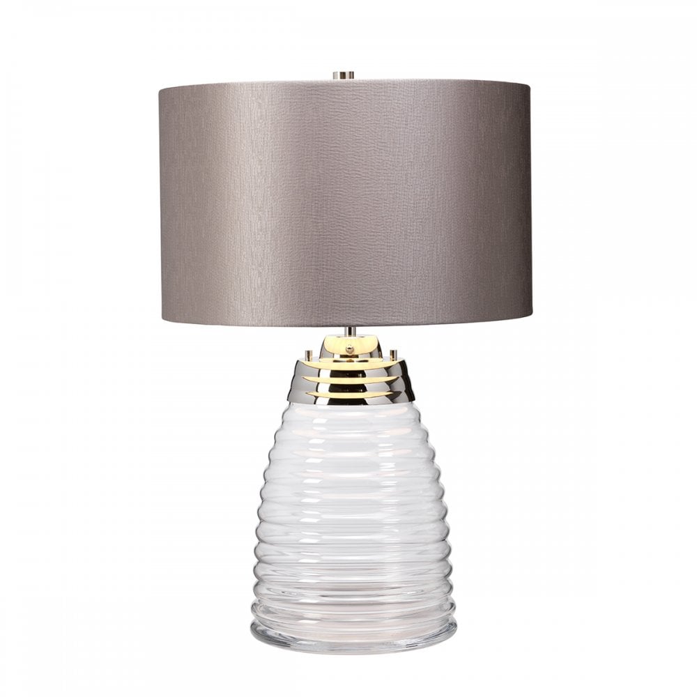 Milne Glass Table Lamp With Grey Shade QN-MILNE-TL-GREY