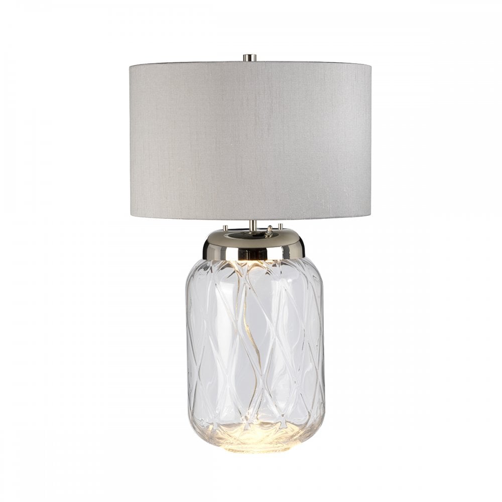 Sola Large Diamond Glass Table Lamp With Titanium Silver Shade QN-SOLA-TL-L