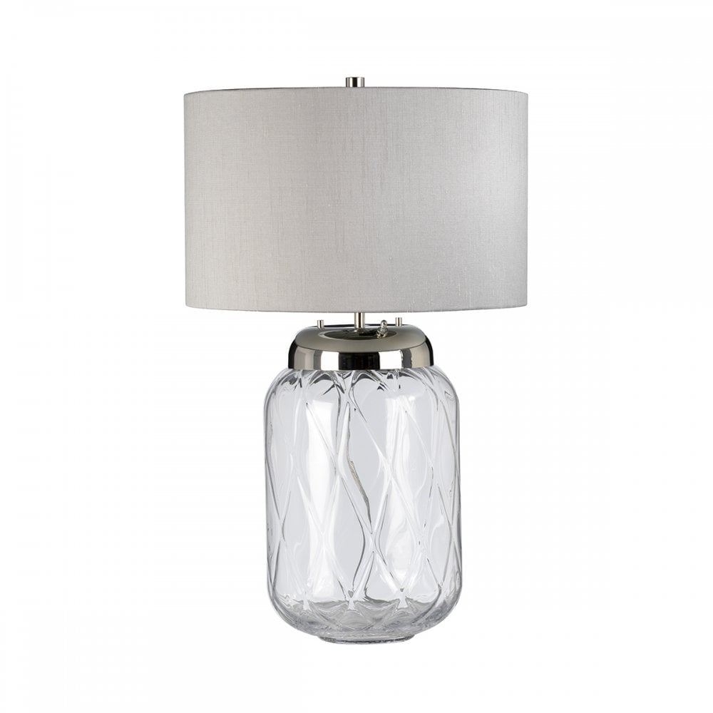 Sola Large Diamond Glass Table Lamp With Titanium Silver Shade QN-SOLA-TL-L