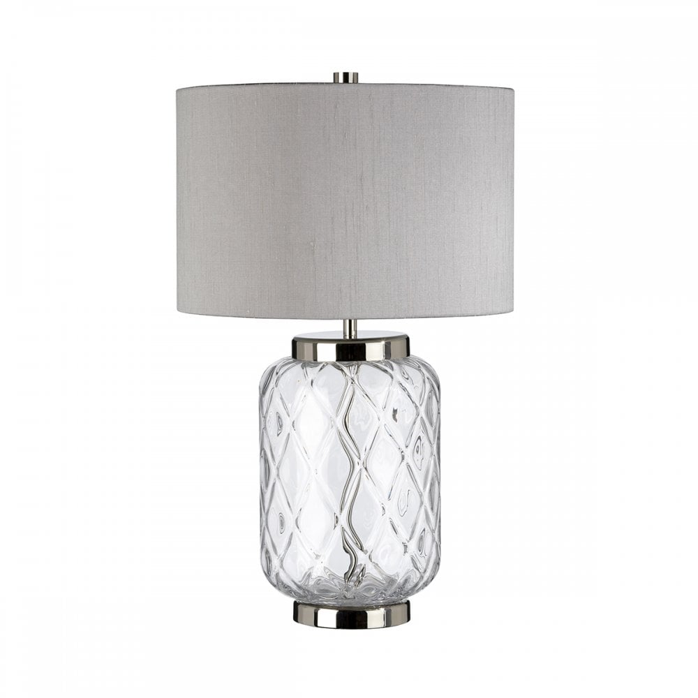 Sola Small Diamond Glass Table Lamp With Titanium Silver Shade QN-SOLA-TL-S
