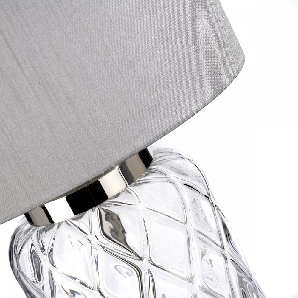 Sola Small Diamond Glass Table Lamp With Titanium Silver Shade QN-SOLA-TL-S