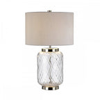 Sola Small Diamond Glass Table Lamp With Titanium Silver Shade QN-SOLA-TL-S