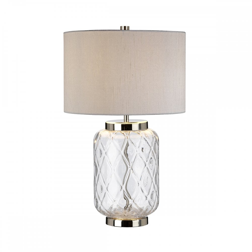 Sola Small Diamond Glass Table Lamp With Titanium Silver Shade QN-SOLA-TL-S