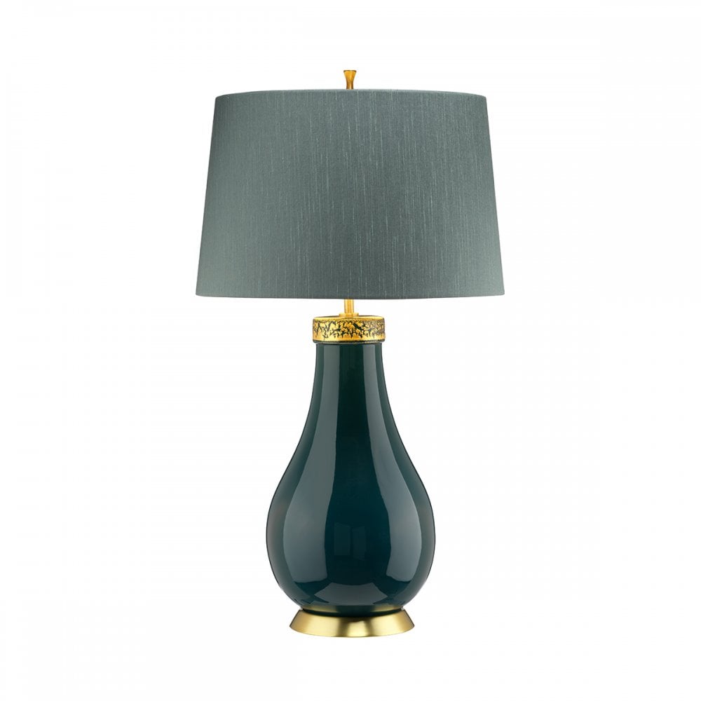 Havering Stylish Table Lamp In Azure Turquoise and Gold Detail QN-HAVERING-TL