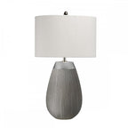 Harrow Stylish Table Lamp In Silver With Silk Grey Shade QN-HARROW-TL