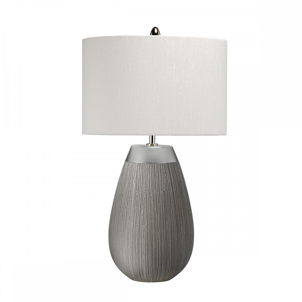 Harrow Stylish Table Lamp In Silver With Silk Grey Shade QN-HARROW-TL