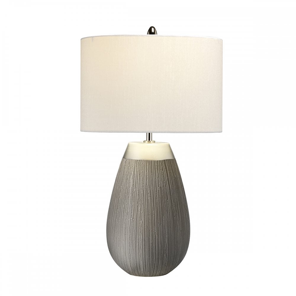 Harrow Stylish Table Lamp In Silver With Silk Grey Shade QN-HARROW-TL