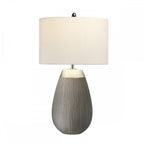 Harrow Stylish Table Lamp In Silver With Silk Grey Shade QN-HARROW-TL