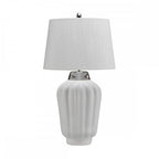 Bexley Satin White Ceramic Table Lamp In Polished Nickel Finish QN-BEXLEY-TL-WPN