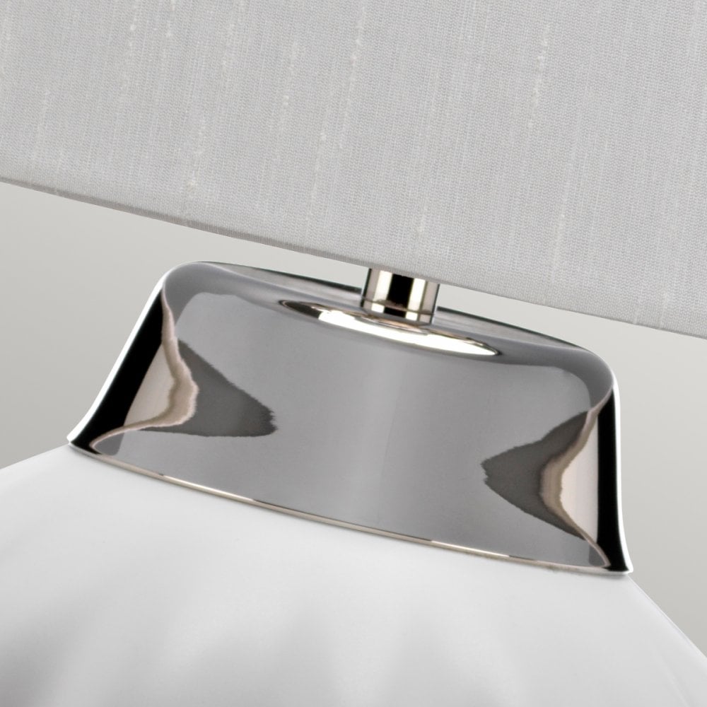 Bexley Satin White Ceramic Table Lamp In Polished Nickel Finish QN-BEXLEY-TL-WPN
