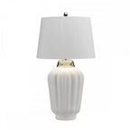 Bexley Satin White Ceramic Table Lamp In Polished Nickel Finish QN-BEXLEY-TL-WPN