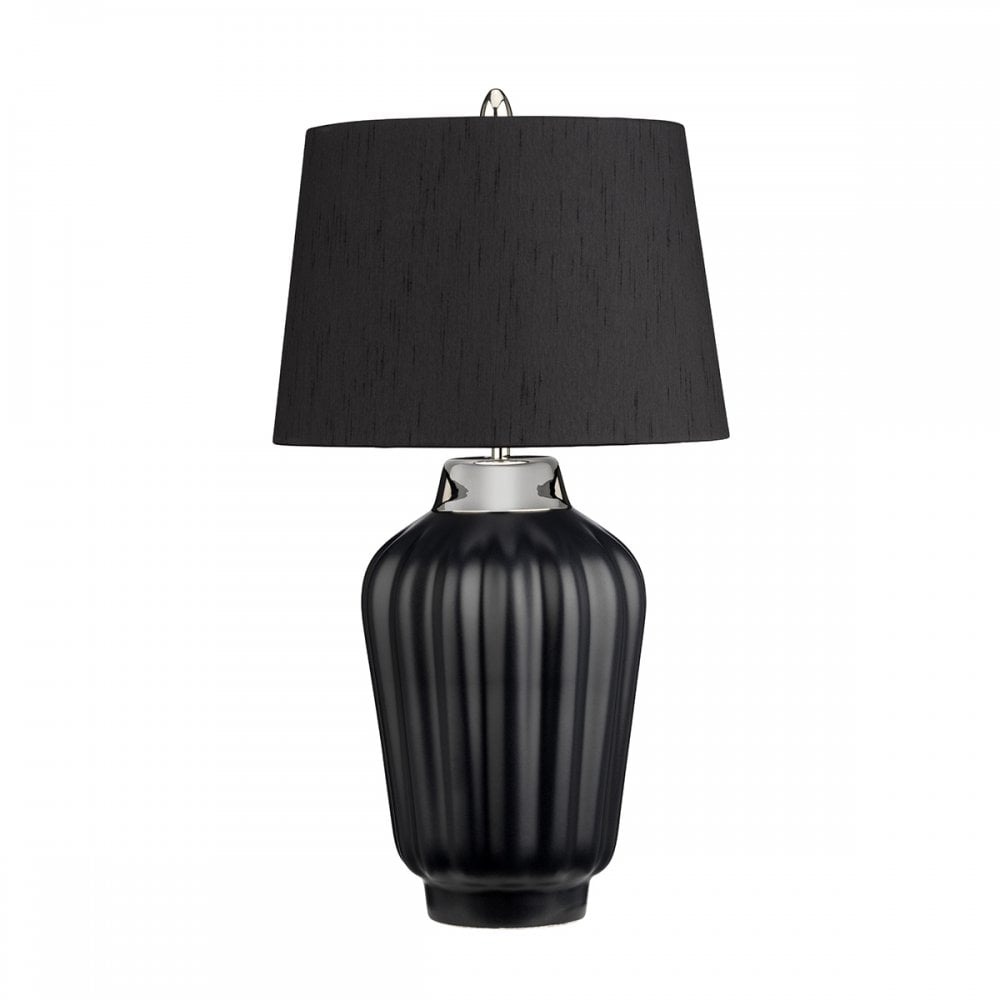 Bexley Satin Black Ceramic Table Lamp In Polished Nickel Finish QN-BEXLEY-TL-BKPN
