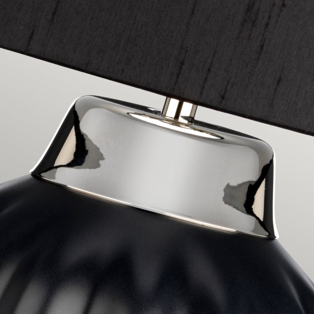 Bexley Satin Black Ceramic Table Lamp In Polished Nickel Finish QN-BEXLEY-TL-BKPN