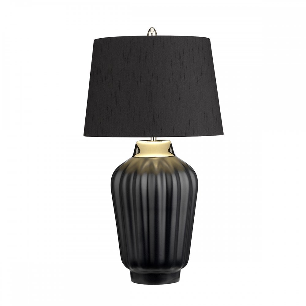 Bexley Satin Black Ceramic Table Lamp In Polished Nickel Finish QN-BEXLEY-TL-BKPN