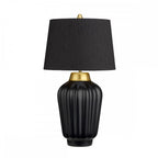 Bexley Satin Black Ceramic Table Lamp In Brushed Brass Finish QN-BEXLEY-TL-BKBB