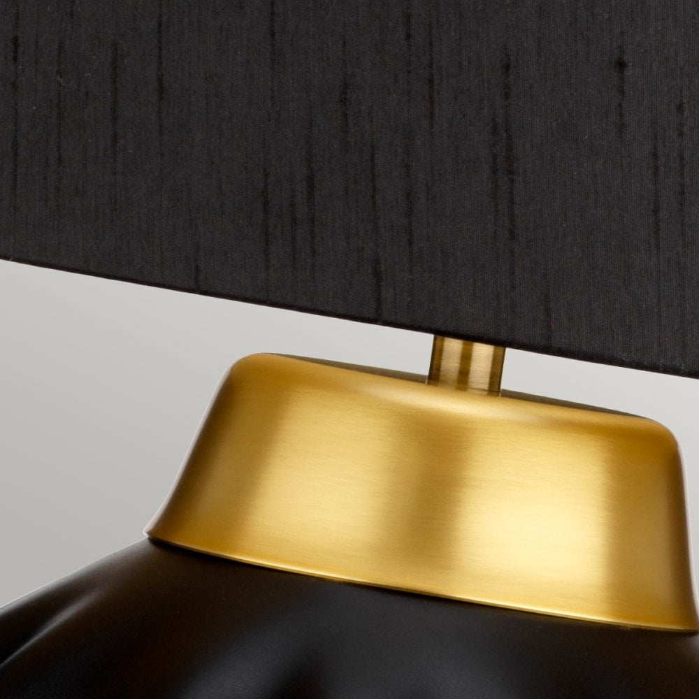 Bexley Satin Black Ceramic Table Lamp In Brushed Brass Finish QN-BEXLEY-TL-BKBB
