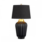 Bexley Satin Black Ceramic Table Lamp In Brushed Brass Finish QN-BEXLEY-TL-BKBB