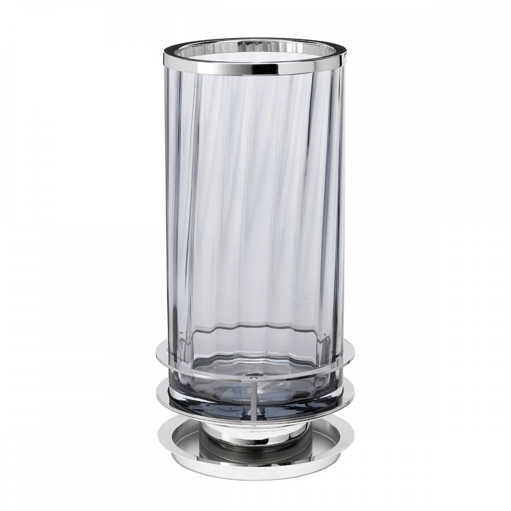 Arno Smoked Glass Table Lamp With Polished Nickel Detail QN-ARNO-SMOKE-PN