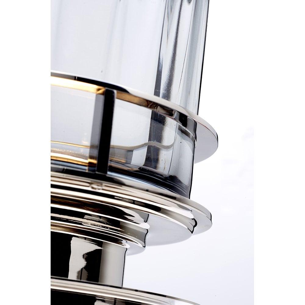 Arno Smoked Glass Table Lamp With Polished Nickel Detail QN-ARNO-SMOKE-PN