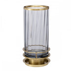 Arno Smoked Glass Table Lamp With Aged Brass Detail QN-ARNO-SMOKE-AB