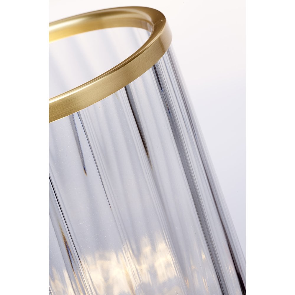 Arno Smoked Glass Table Lamp With Aged Brass Detail QN-ARNO-SMOKE-AB