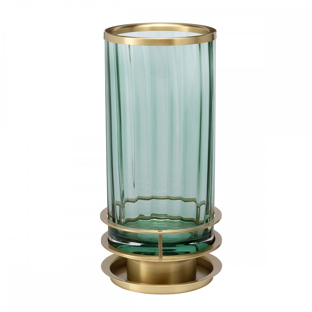 Arno Green Tint Glass Table Lamp With Aged Brass Detail QN-ARNO-GREEN-AB
