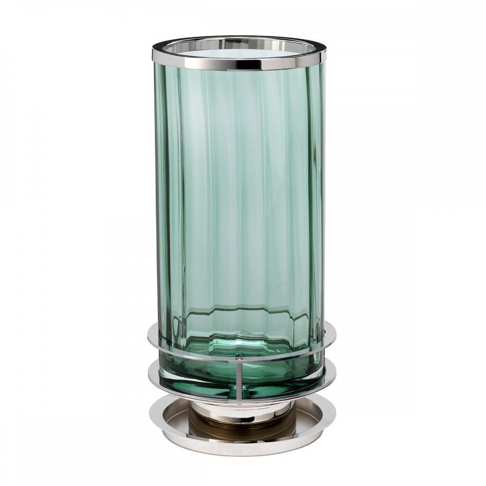 Arno Green Tint Glass Table Lamp With Aged Brass Detail QN-ARNO-GREEN-PN