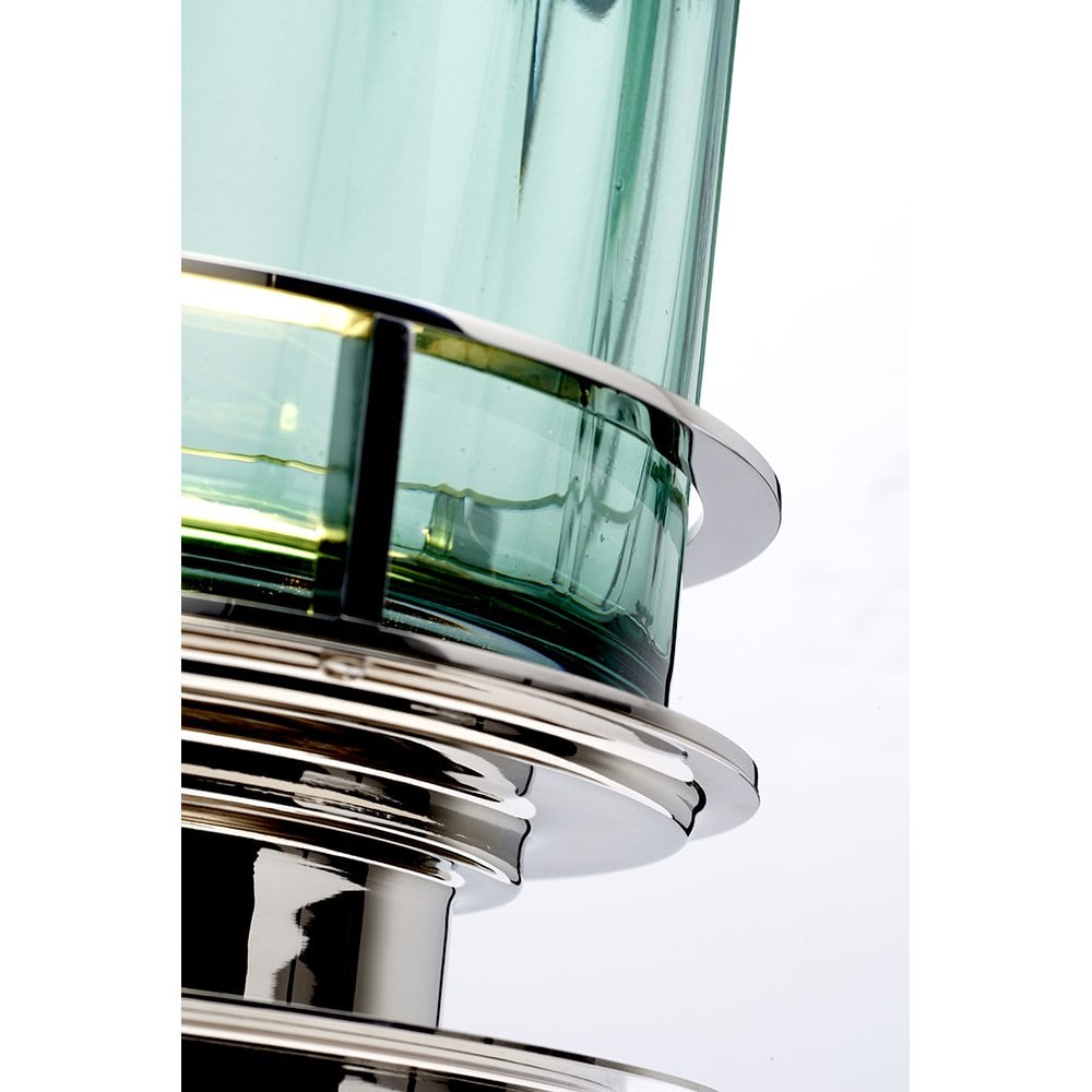 Arno Green Tint Glass Table Lamp With Aged Brass Detail QN-ARNO-GREEN-PN