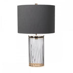 Reno Smoked Tint Glass Table Lamp In Polished Nickel With Grey Shade QN-RENO-SMOKE-PN