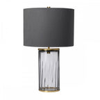 Reno Smoked Tint Glass Table Lamp In Aged Brass With Grey Shade QN-RENO-SMOKE-AB