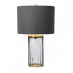 Reno Smoked Tint Glass Table Lamp In Aged Brass With Grey Shade QN-RENO-SMOKE-AB