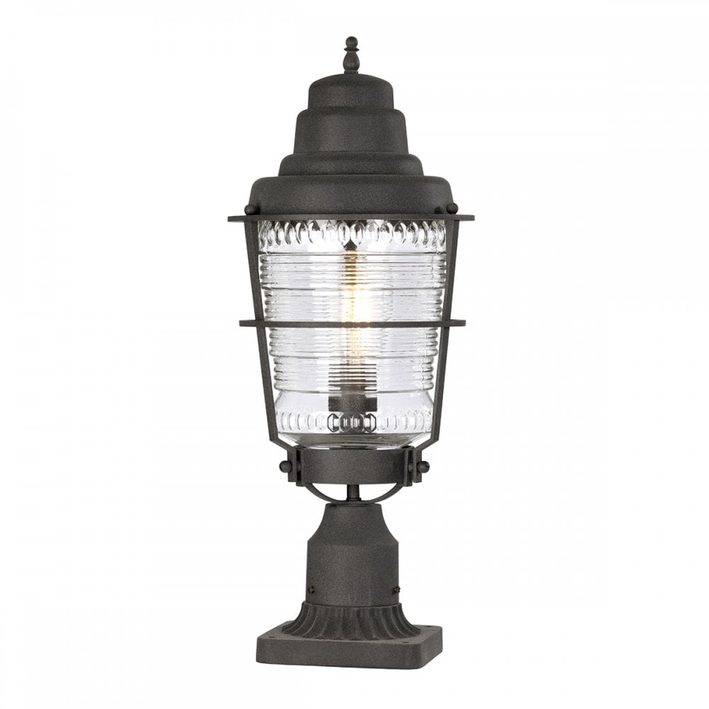 Chance Harbor Outdoor 1 Light Pedestal Lantern In Weathered Zinc QN-CHANCE-HARBOR3