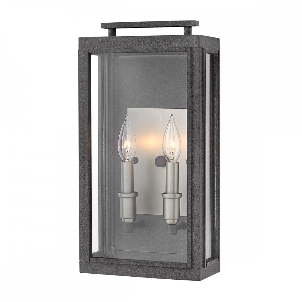 Sutcliffe Outdoor 2 Light Wall Lantern In Aged Zinc QN-SUTCLIFFE-M-AZ