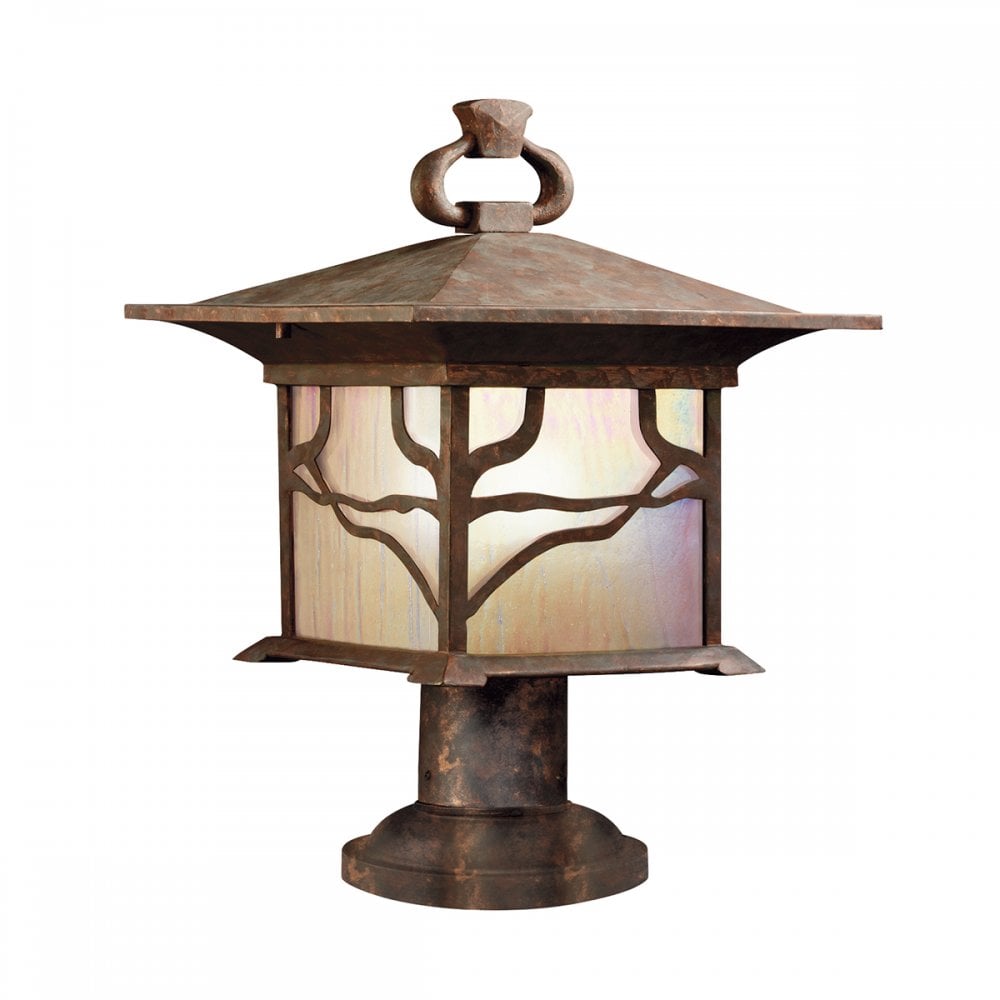 Morris Outdoor 1 Light Pedestal Lantern In Distressed Copper Finish QN-MORRIS3