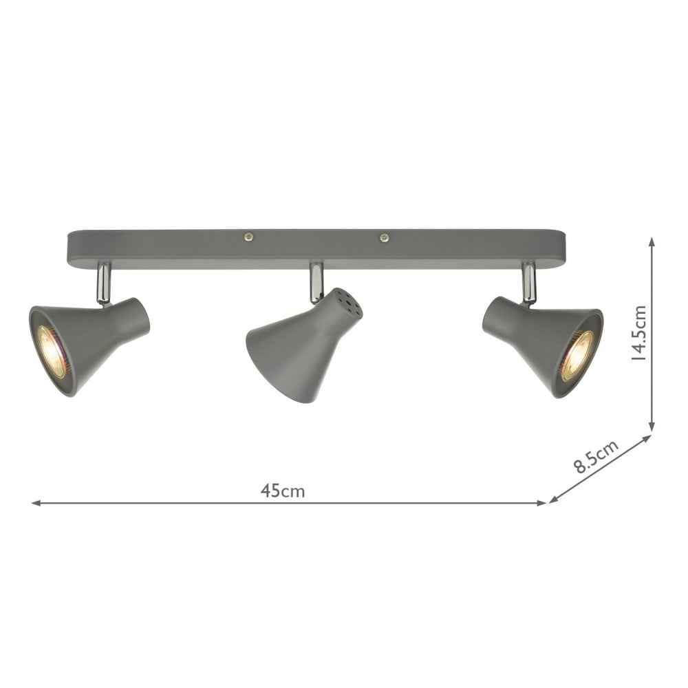 Diza 3 Light Spotlight Bar Ceiling Light In Matt Grey Finish DIZ7339