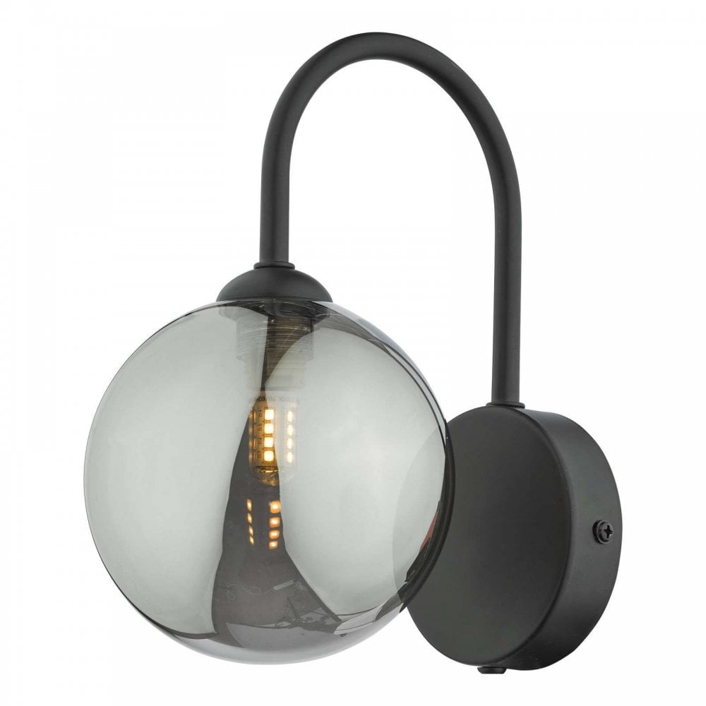 Eissa Modern Wall Light Matt Black Finish With Smoked Glass EIS0722