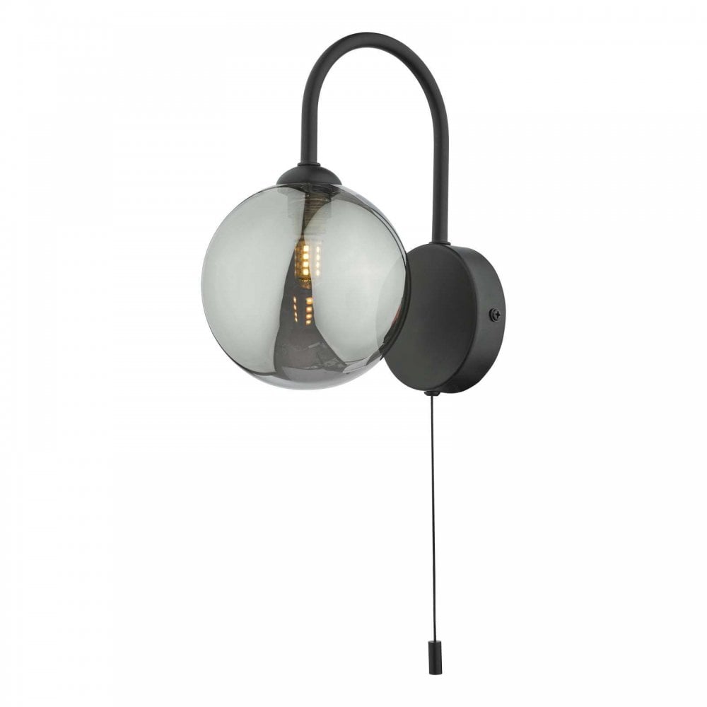 Eissa Modern Wall Light Matt Black Finish With Smoked Glass EIS0722