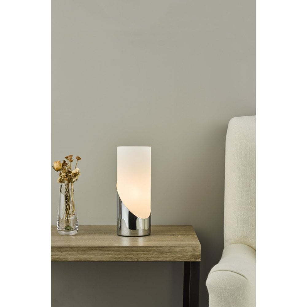 Faris Touch Table Lamp In Polished Chrome Finish With Alabaster Glass FAR4250