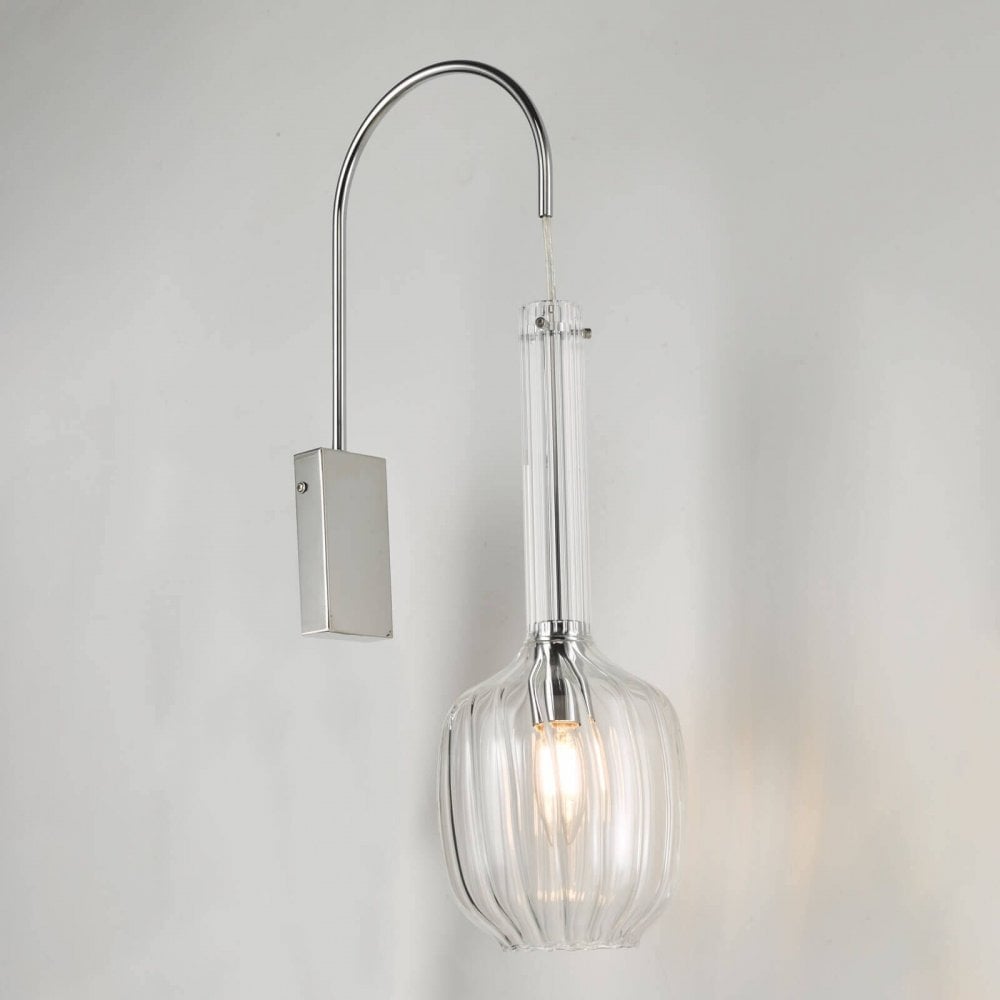 Kasha Single Wall Light In Polished Chrome Finish with Moulded Glass KAS0708
