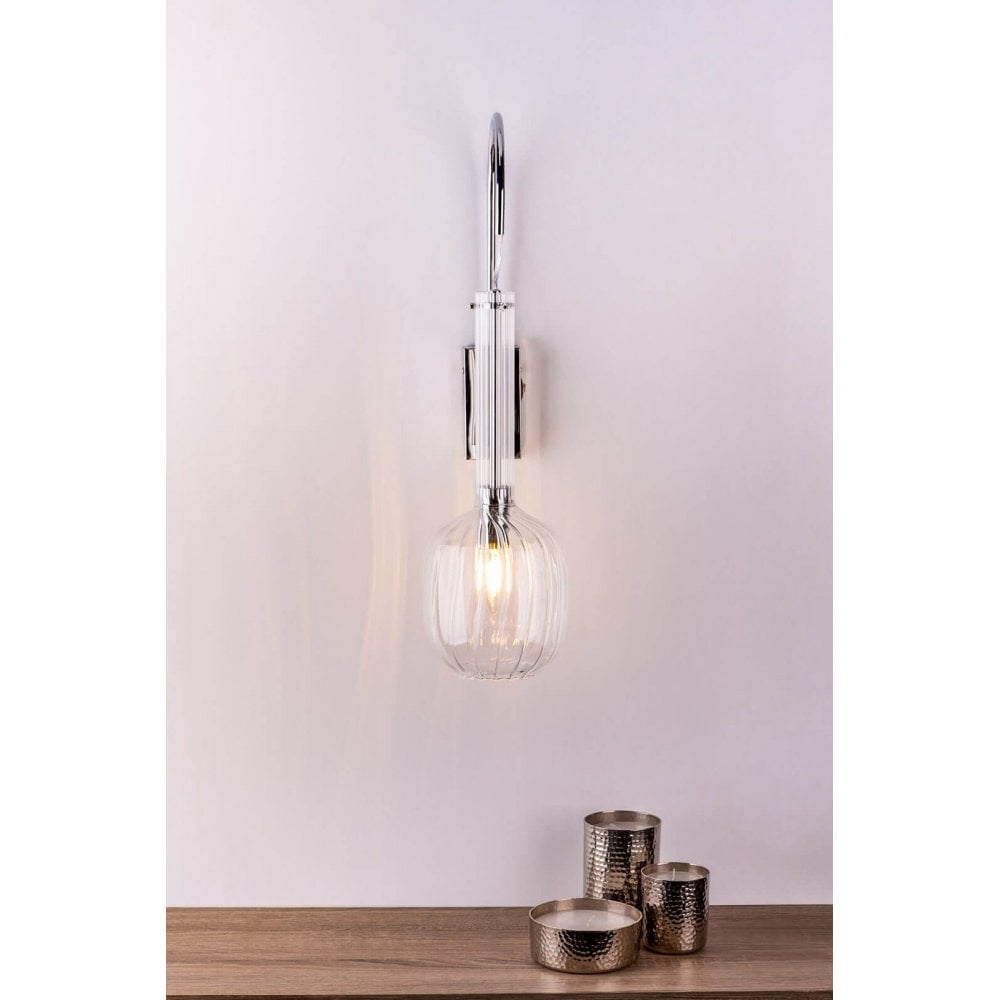 Kasha Single Wall Light In Polished Chrome Finish with Moulded Glass KAS0708