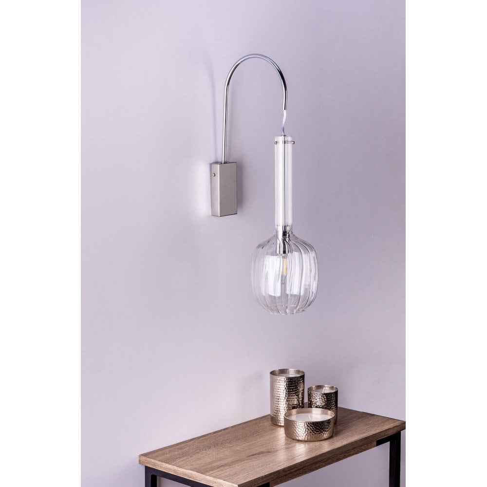 Kasha Single Wall Light In Polished Chrome Finish with Moulded Glass KAS0708