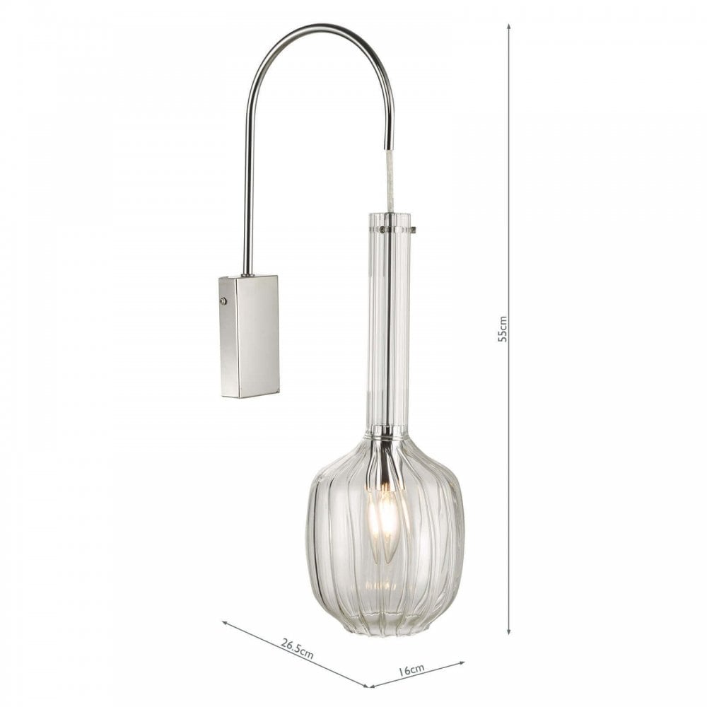 Kasha Single Wall Light In Polished Chrome Finish with Moulded Glass KAS0708