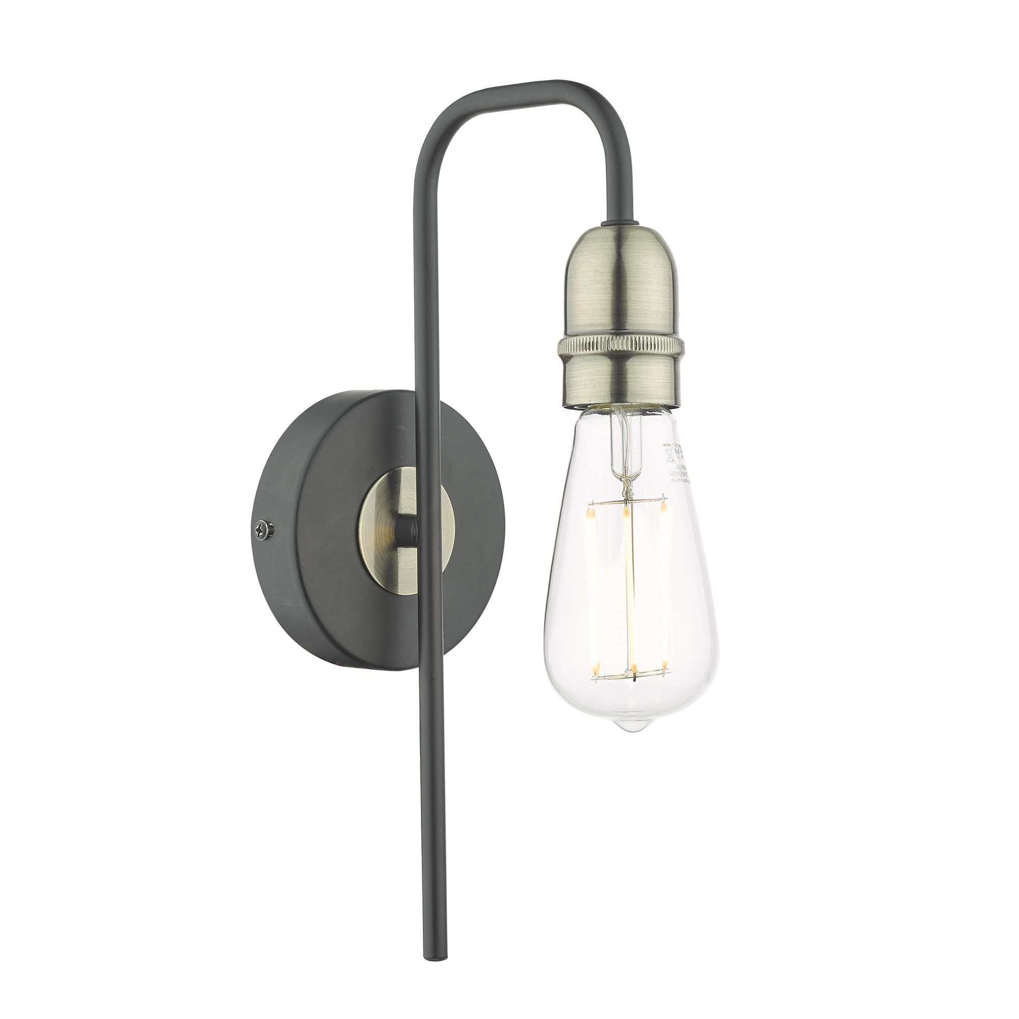 Kiefer Industrial Wall Light In Black And Antique Brass Finish KIE0722