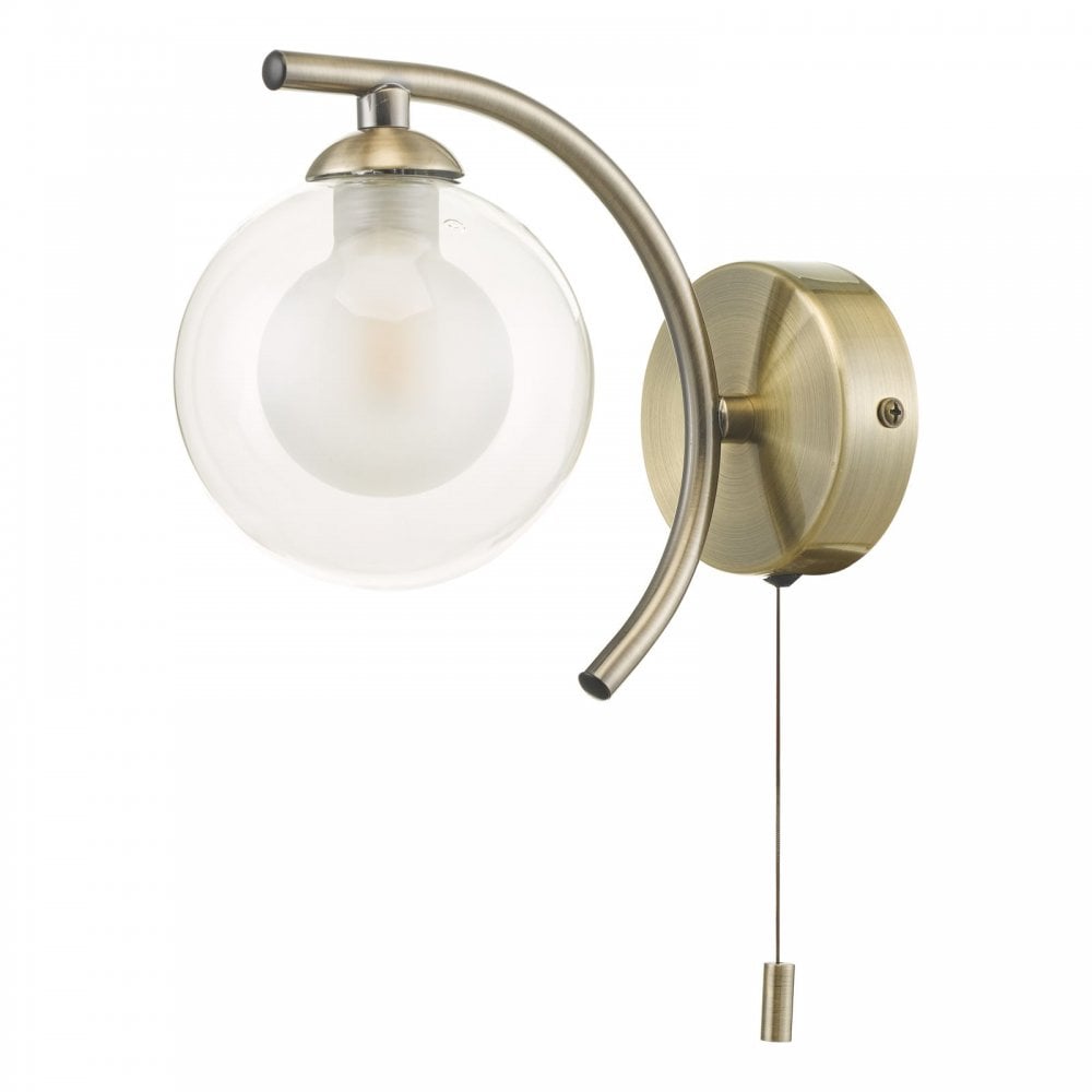 Nakita Wall Light In Antique Brass With Clear And Opal Glass NAK0775-04